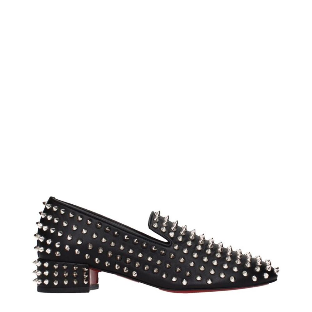 Christian Louboutin Black Leather Slip-On Women's Loafers
